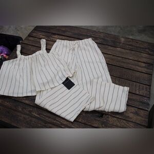 Striped White and Black Two-Piece Set